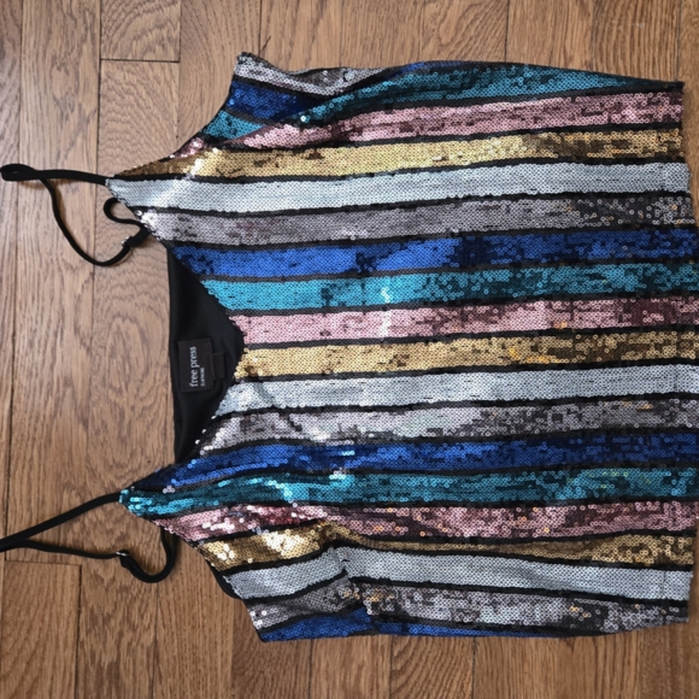 Sequined Multicolor Striped Top